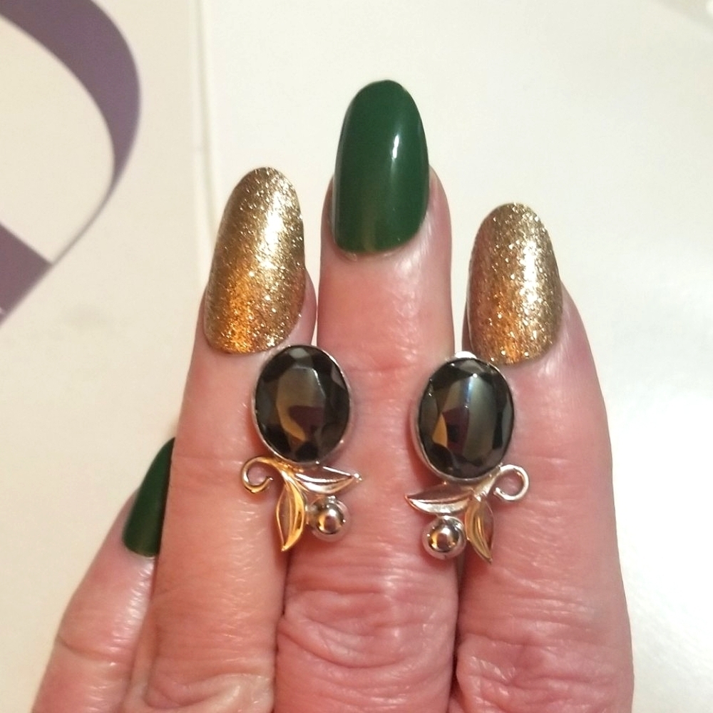 Clark & Coombs Antique Sterling Hematite Screw on Earrings